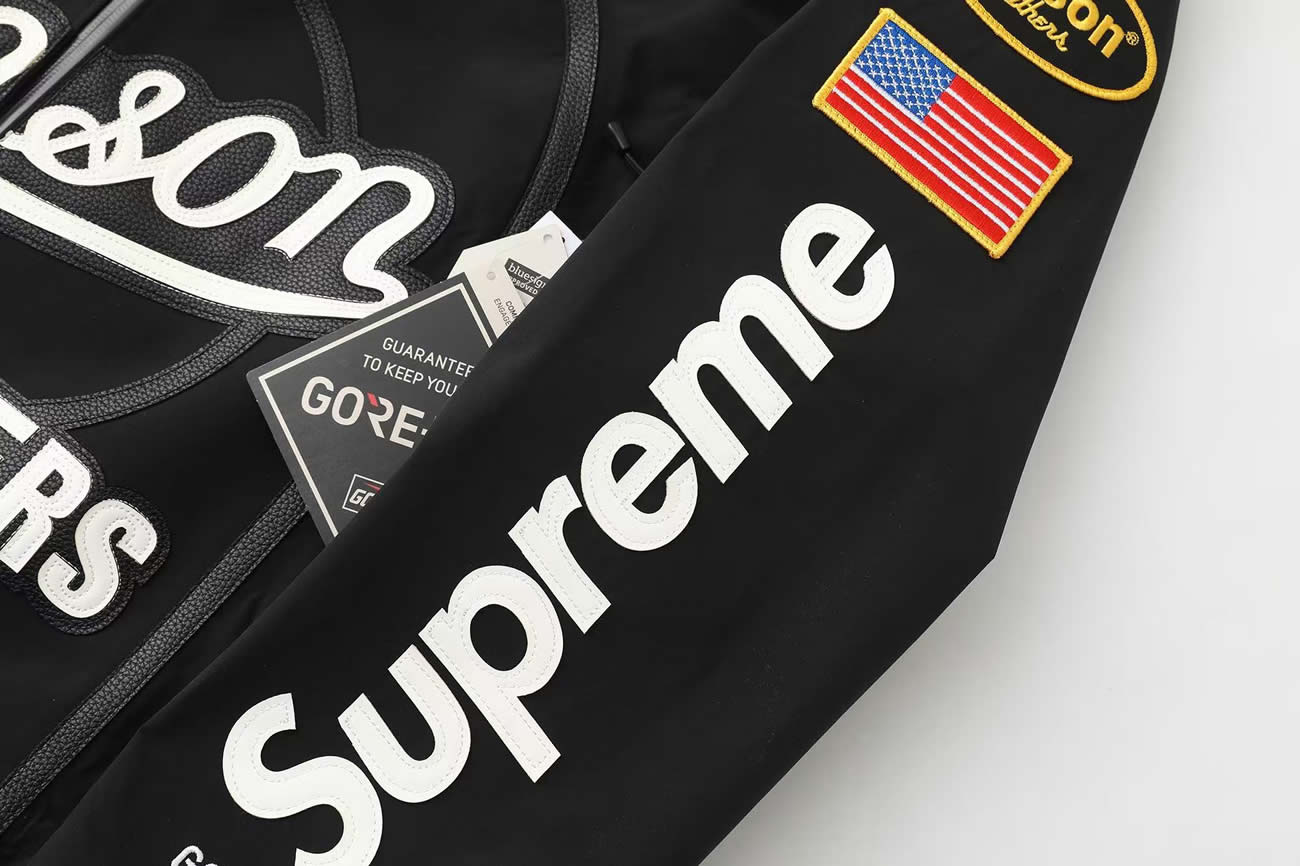 Supreme Vanson Leathers Gore Tex Shell Jacket Black Blue White Fw25 (15) - www.newkick.org